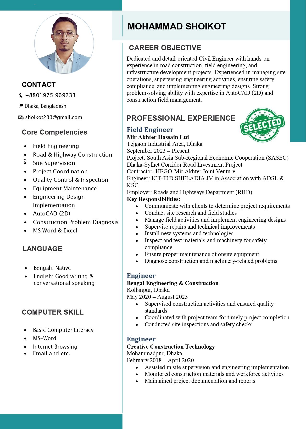 Professional ATS-Friendly CV
