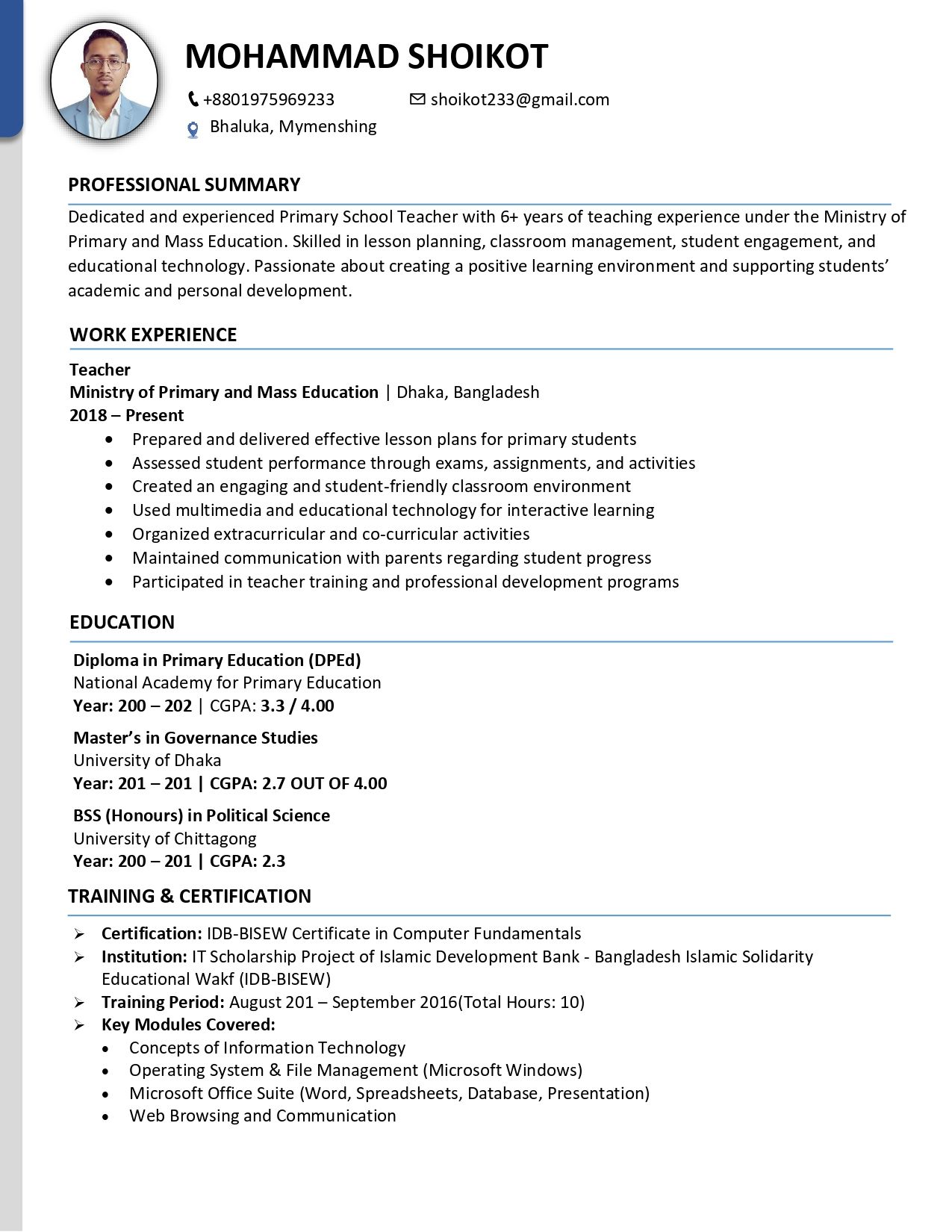 Teacher Resume Template